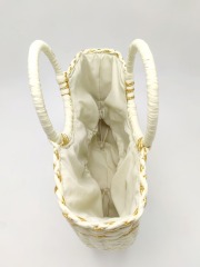Handmade Paper Straw Bag with Gold Threads