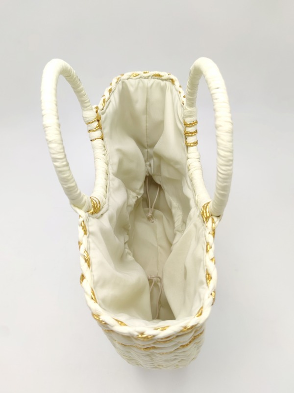 Handmade Paper Straw Bag with Gold Threads