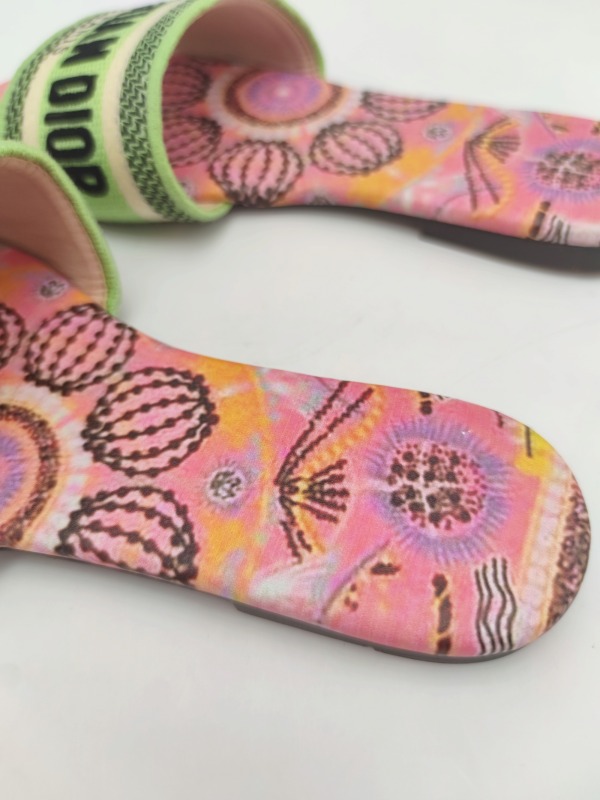 Printed PU Leather Bottom Slipper with Custom Embroidery