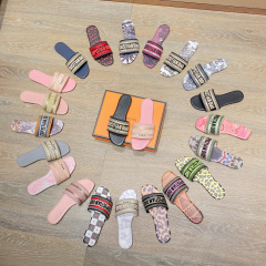 Printed PU Leather Bottom Slipper with Custom Embroidery