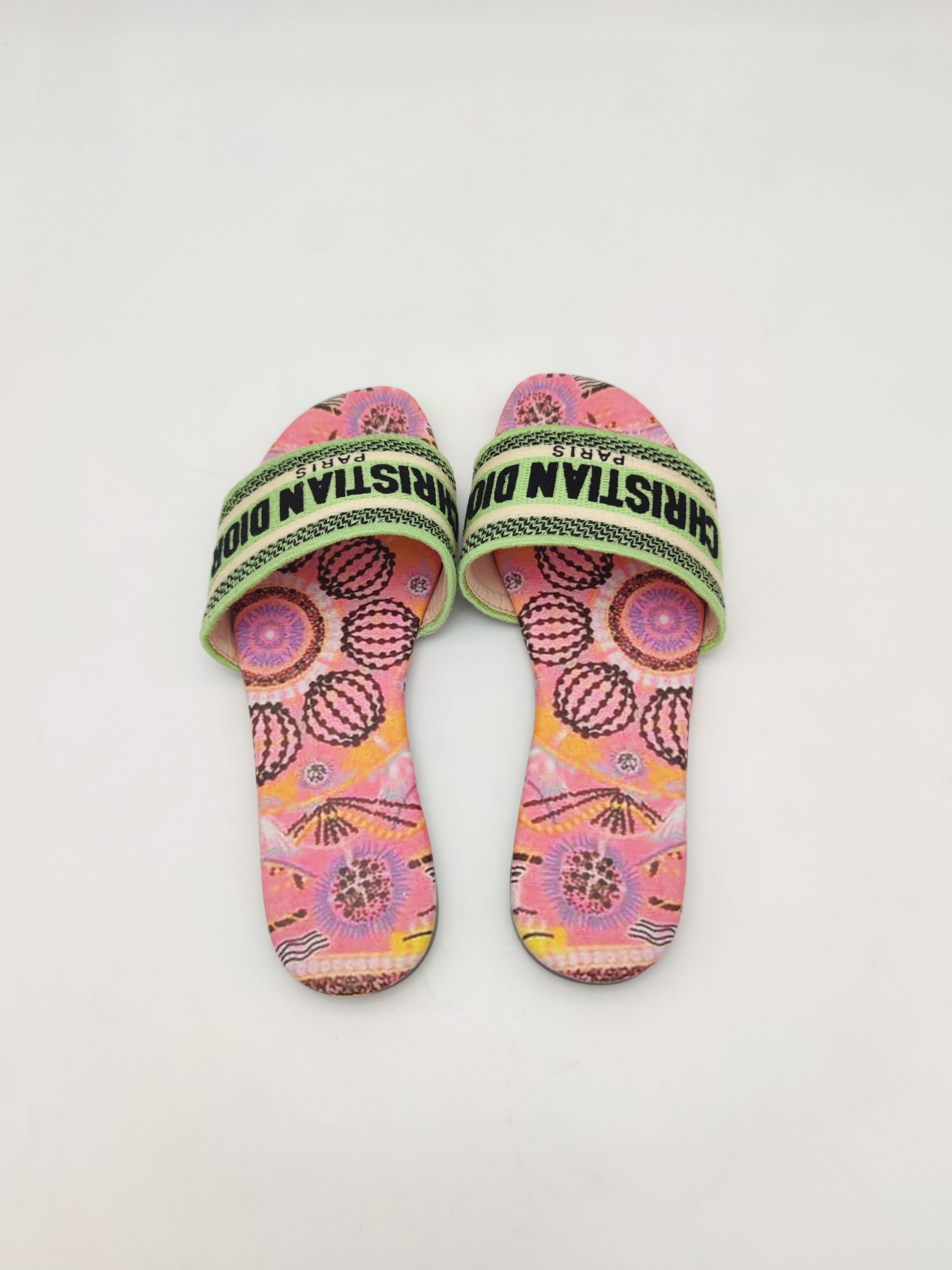 Printed PU Leather Bottom Slipper with Custom Embroidery