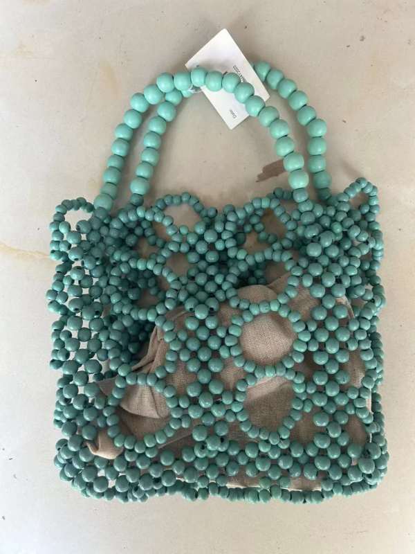 Handmade Wood Beads Bag with Inner Bag
