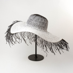 Handmade Paper Straw Beach Hat with Trimming