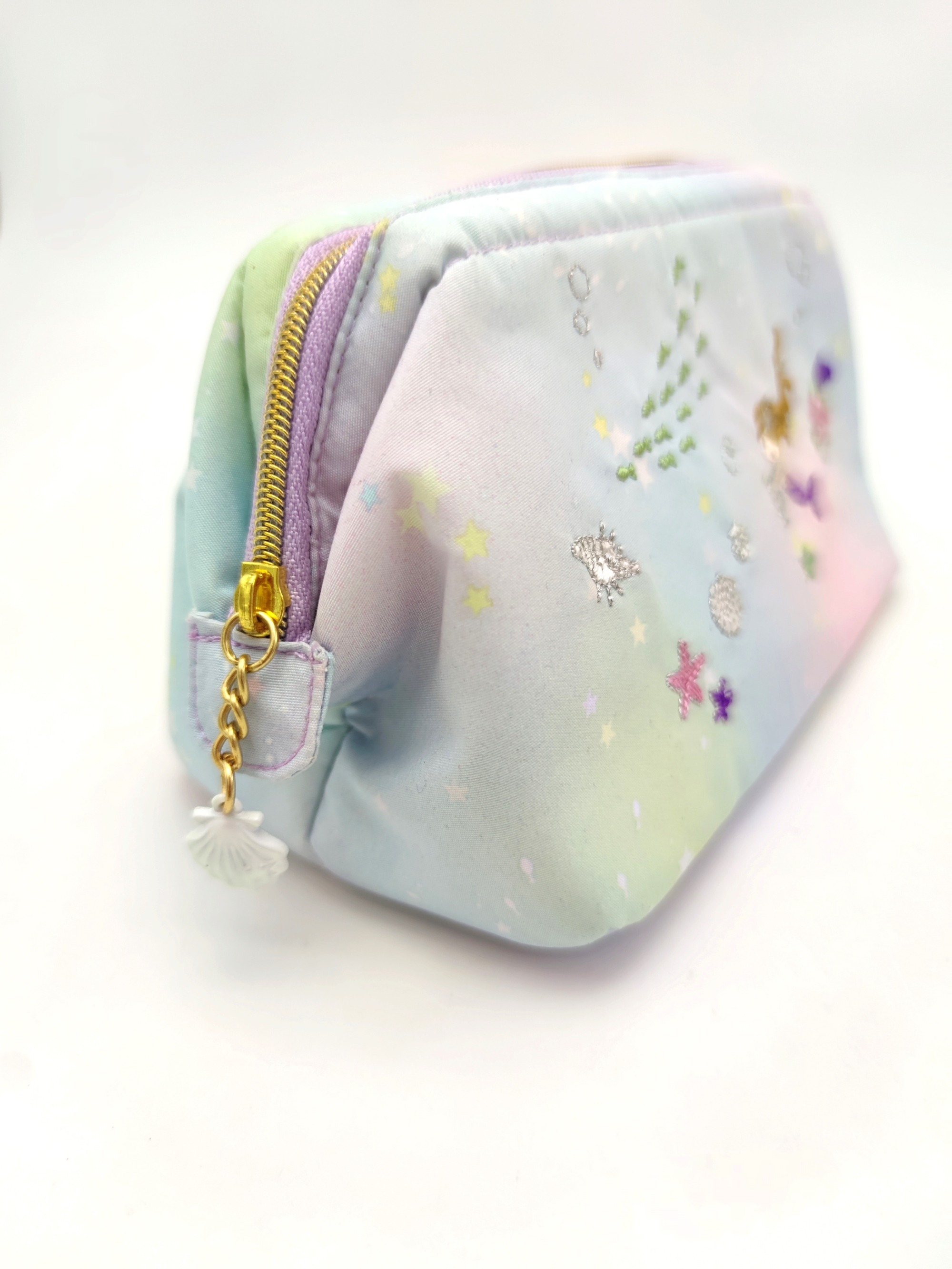Embroidery Colorful Beach Mermaid Shell Cosmetic Bag