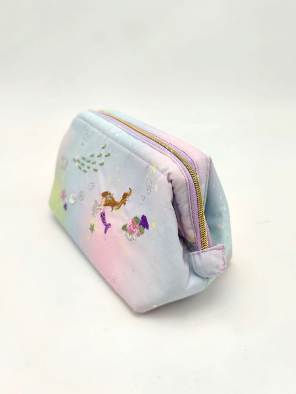Embroidery Colorful Beach Mermaid Shell Cosmetic Bag