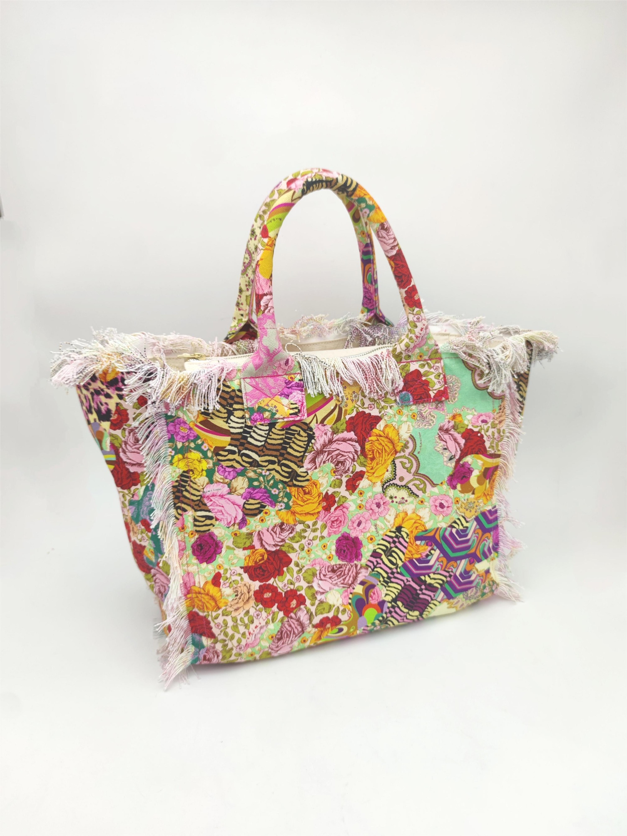 Printing Cotton Canvas Beach Bag Handmade Fringe