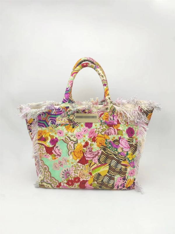 Printing Cotton Canvas Beach Bag Handmade Fringe
