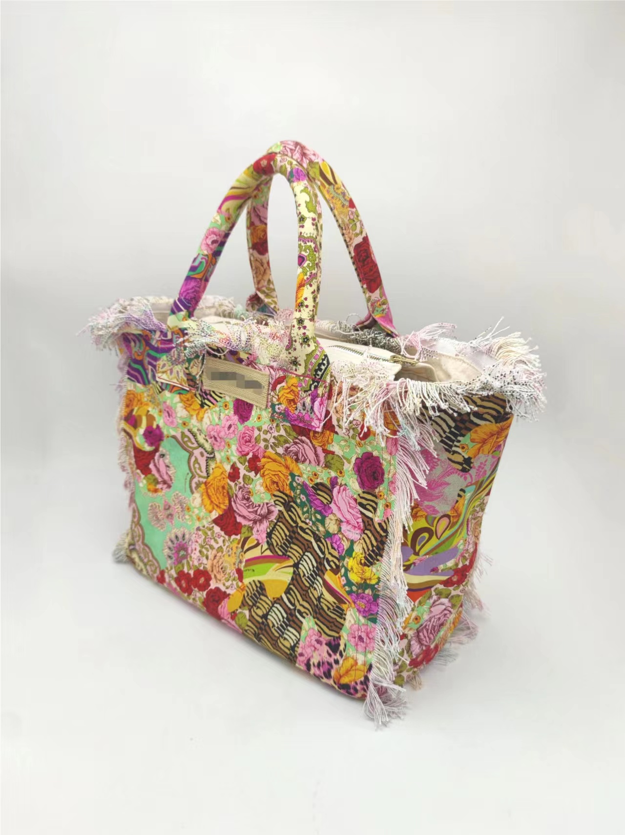 Printing Cotton Canvas Beach Bag Handmade Fringe