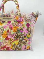 Printing Cotton Canvas Beach Bag Handmade Fringe
