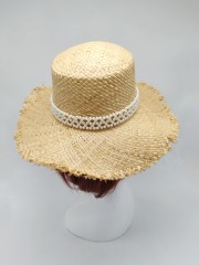Black Ribbon Summer Hand Weaving Straw Sun Hat