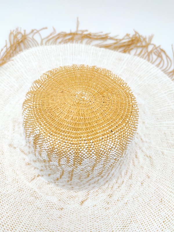 Handmade Paper Straw Beach Hat with Trimming
