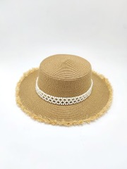 Black Ribbon Summer Hand Weaving Straw Sun Hat