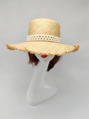 Black Ribbon Summer Hand Weaving Straw Sun Hat