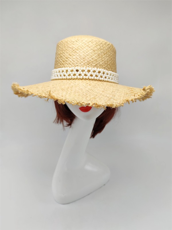 Black Ribbon Summer Hand Weaving Straw Sun Hat