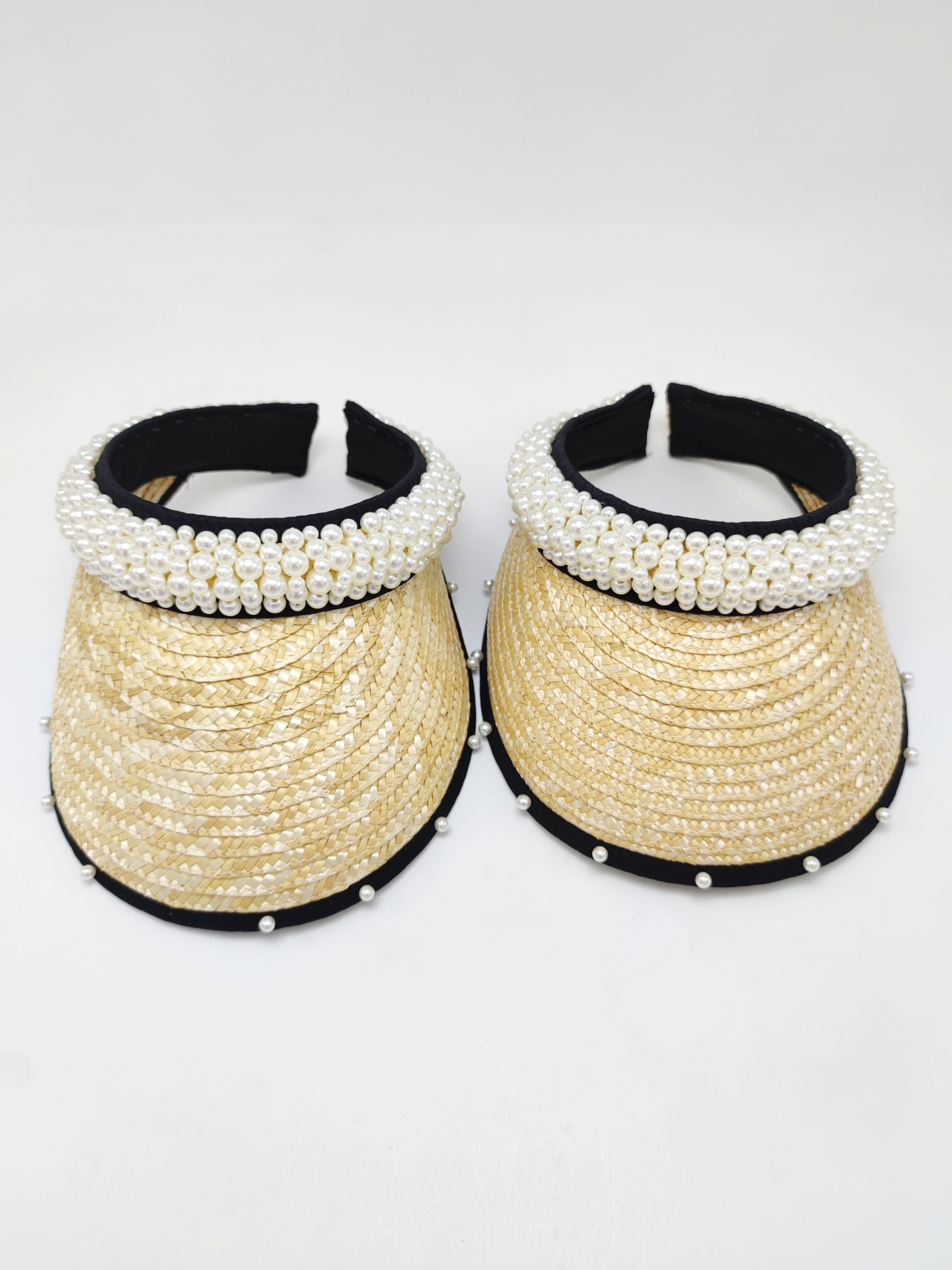 Black Ribbon Summer Hand Weaving Straw Sun Hat