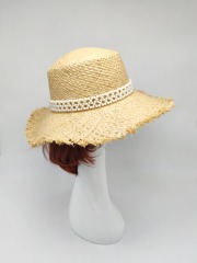 Black Ribbon Summer Hand Weaving Straw Sun Hat