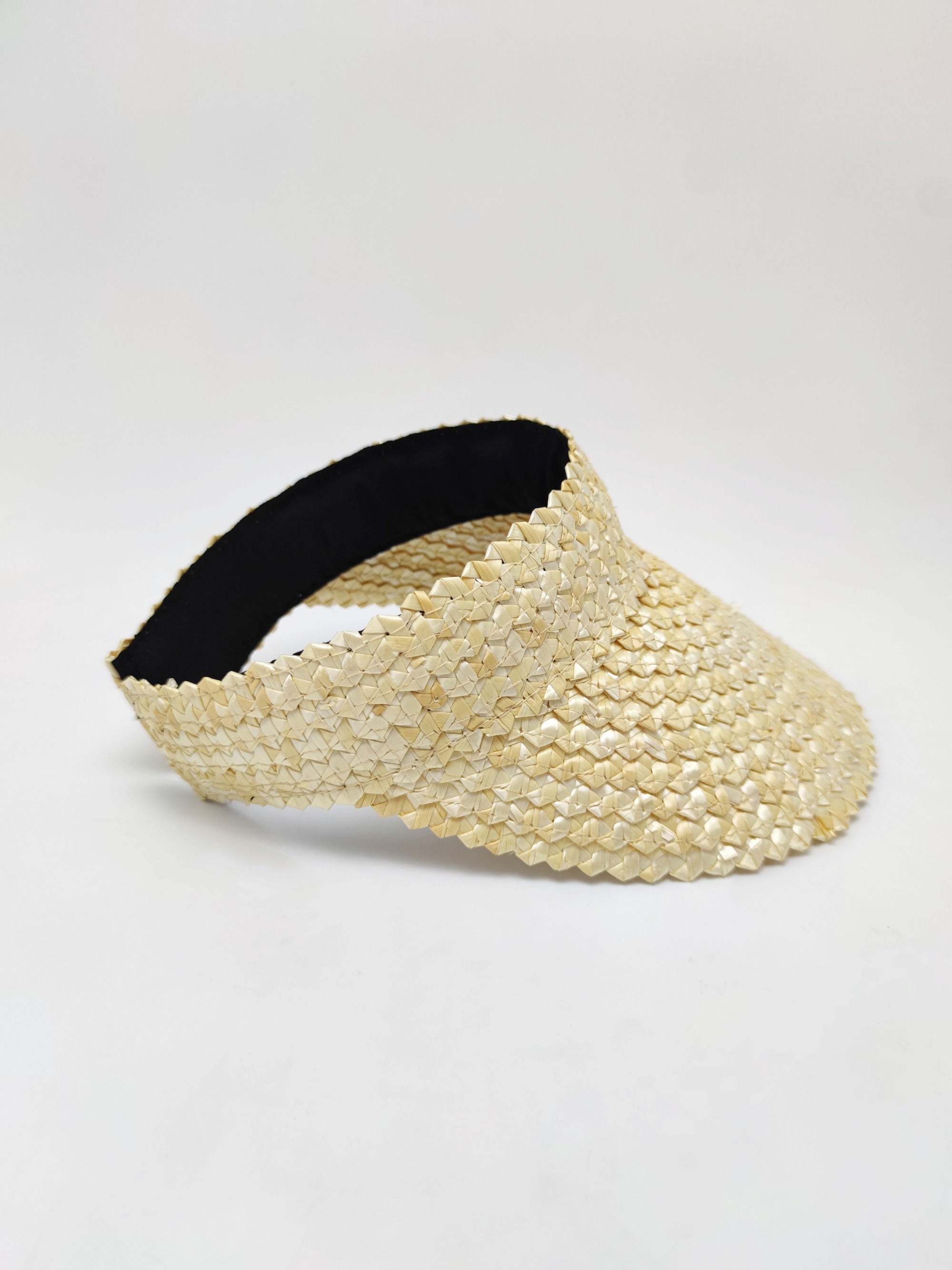 Black Ribbon Summer Hand Weaving Straw Sun Hat