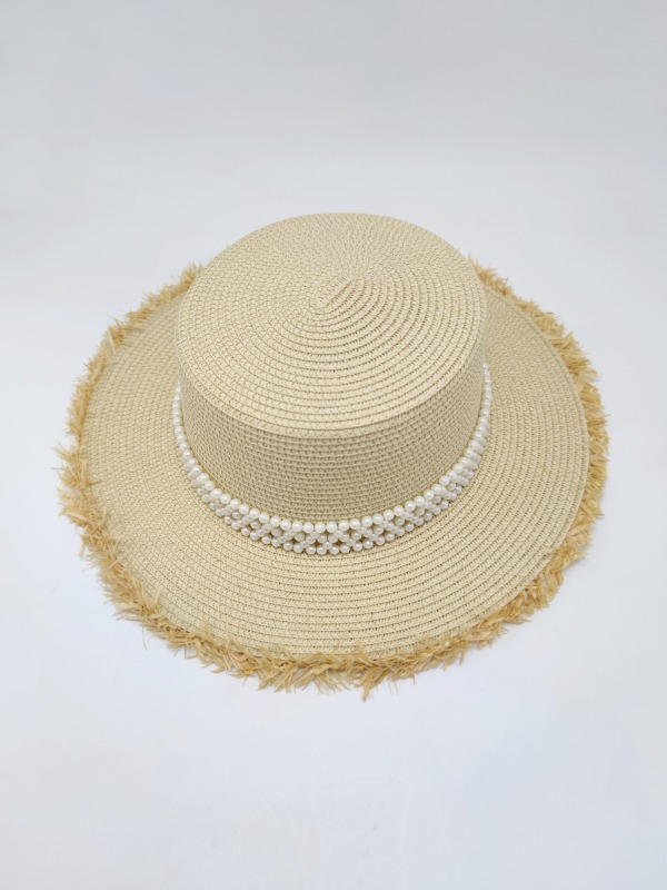 Black Ribbon Summer Hand Weaving Straw Sun Hat