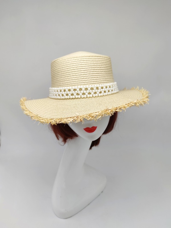 Black Ribbon Summer Hand Weaving Straw Sun Hat