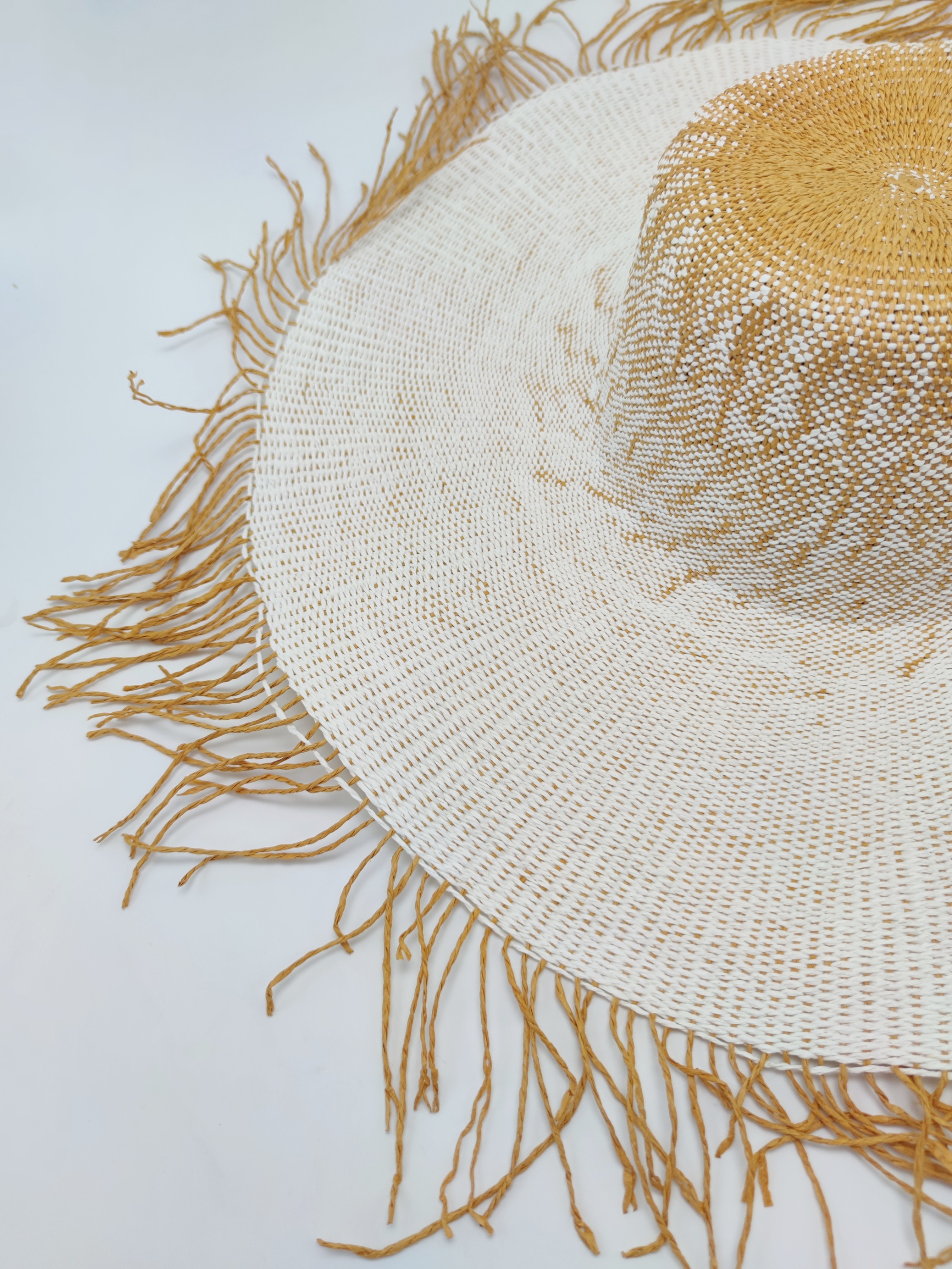 Handmade Paper Straw Beach Hat with Trimming