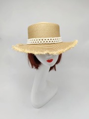 Black Ribbon Summer Hand Weaving Straw Sun Hat