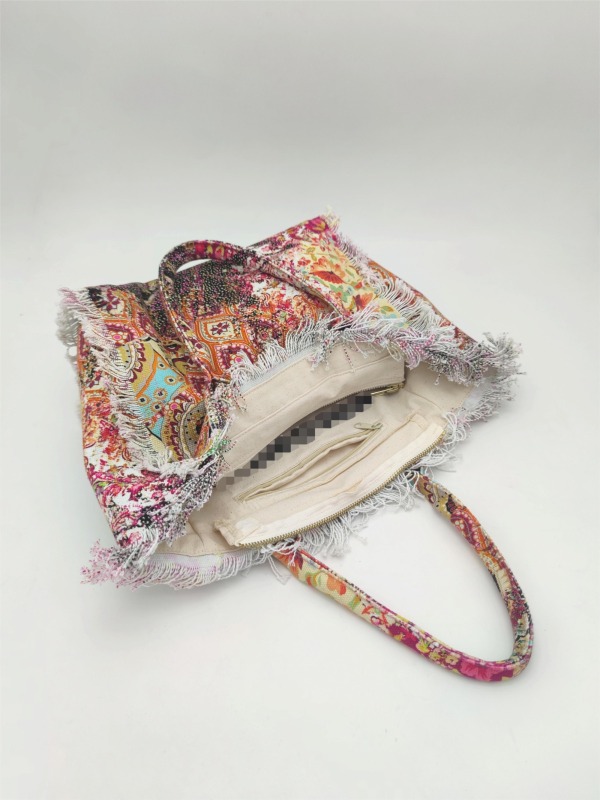 Custom Pattern Cotton Canvas Beach Handbag