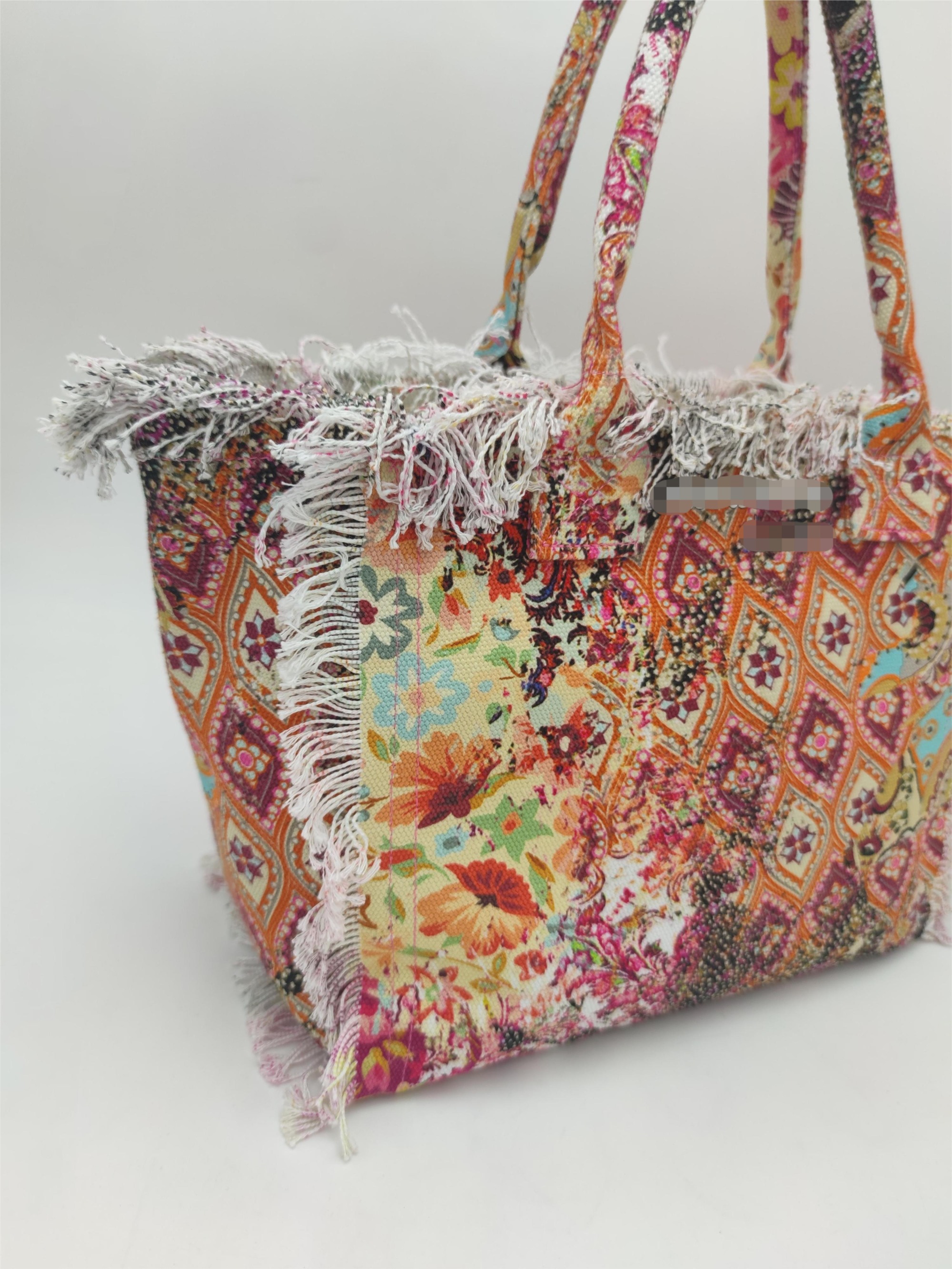 Custom Pattern Cotton Canvas Beach Handbag