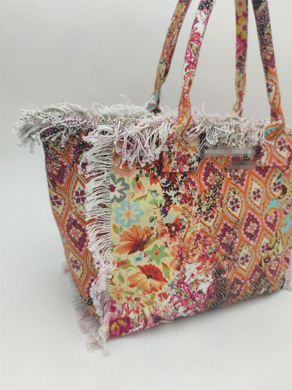 Custom Pattern Cotton Canvas Beach Handbag