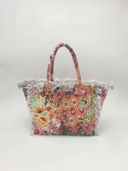 Custom Pattern Cotton Canvas Beach Handbag