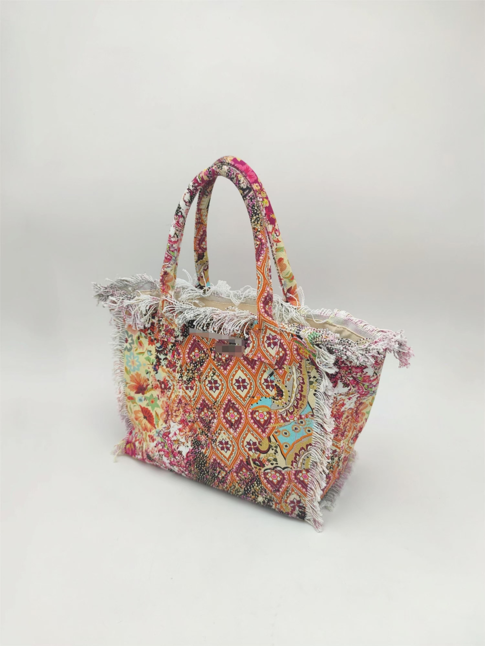 Custom Pattern Cotton Canvas Beach Handbag