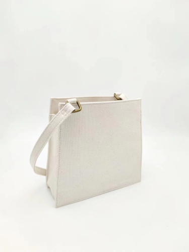 Small Casual Natural Color Crossbody Cotton Canvas Bag with Adjustable Shoulder Strap