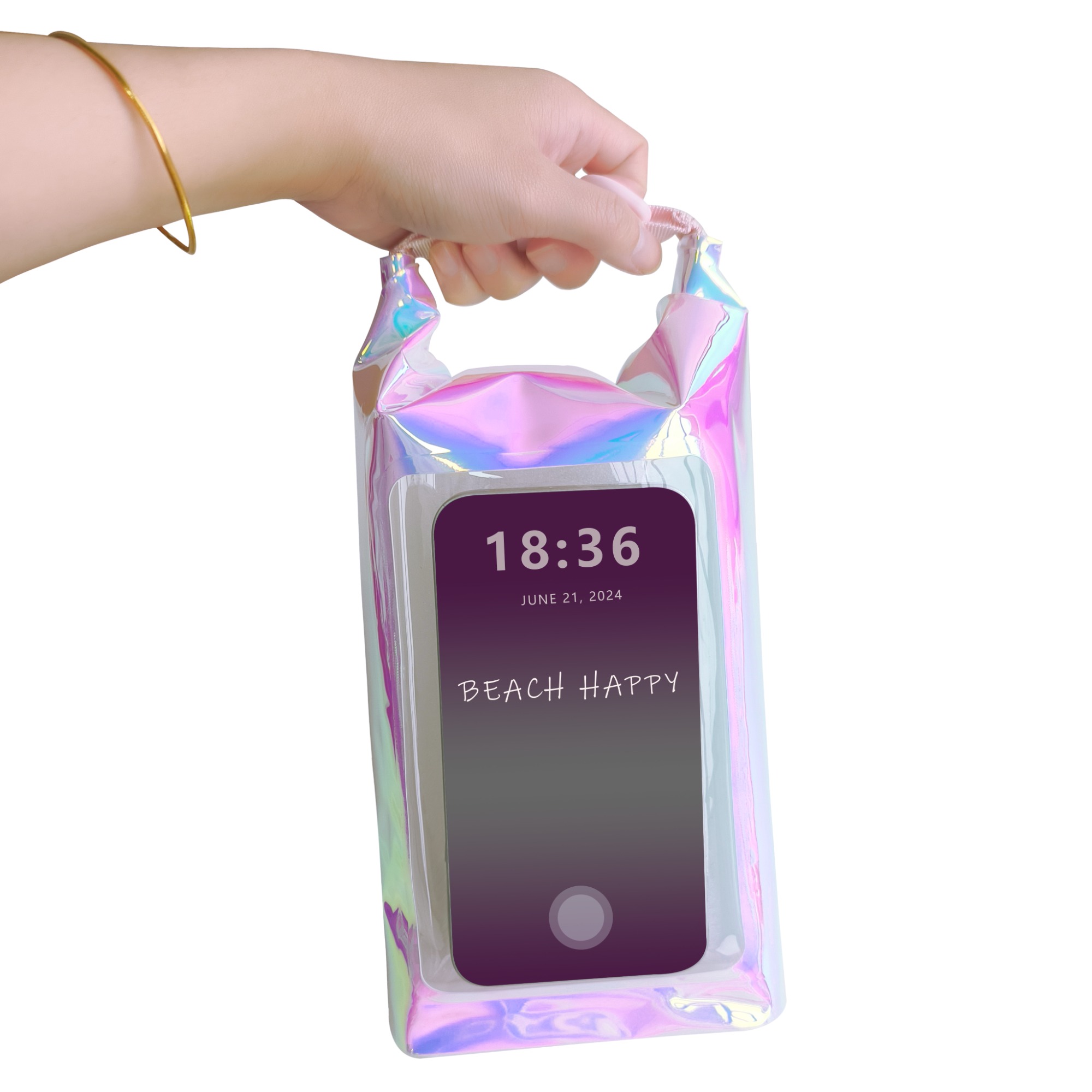 Quality TPU Colorful Iridescent Waterproof Phone Bag Shoulder Beach Window Bag