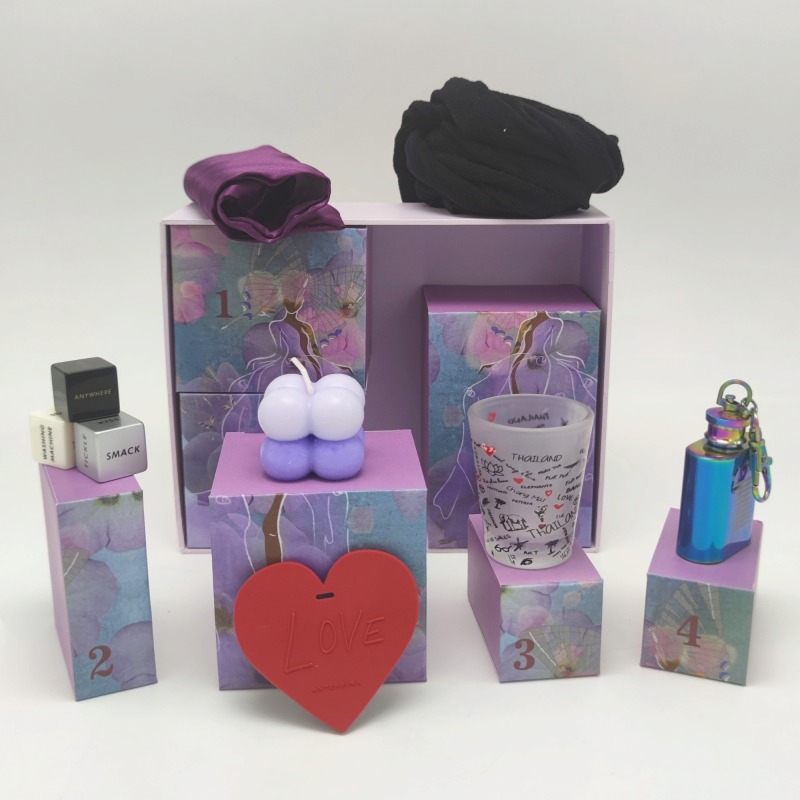 Naughty Dice Bed Game Set with Scented Candle and Shot Glass