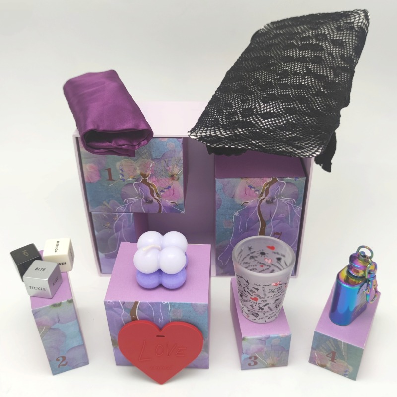 Naughty Dice Bed Game Set with Scented Candle and Shot Glass