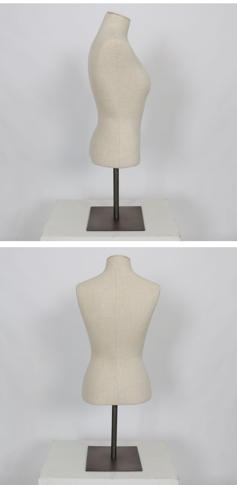 Modern Women Half Body Mannequin with Natural Linen Fabric