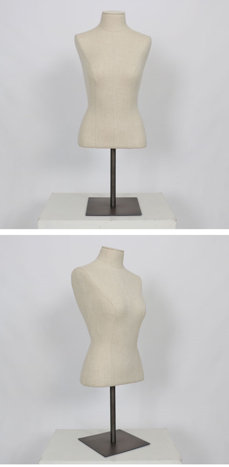 Modern Women Half Body Mannequin with Natural Linen Fabric