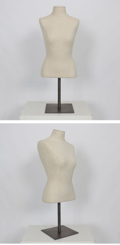 Modern Women Half Body Mannequin with Natural Linen Fabric