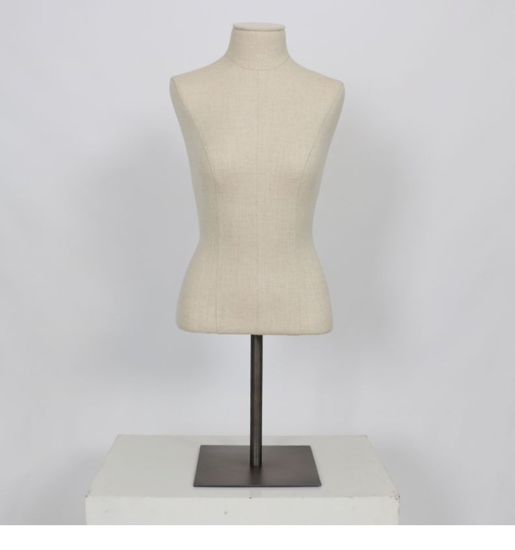 Modern Women Half Body Mannequin with Natural Linen Fabric