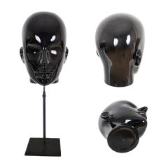 Adjustable Head Mannequin with Metal Base in Black