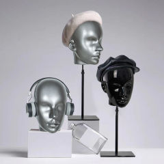 Adjustable Head Mannequin with Metal Base in Black