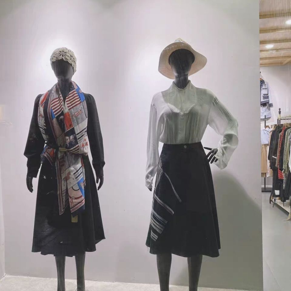 Elegant Matte Black Women Mannequin Set with Different Poses
