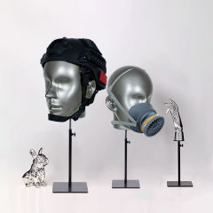 Adjustable Head Mannequin with Metal Base in Black