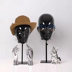 Adjustable Head Mannequin with Metal Base in Black