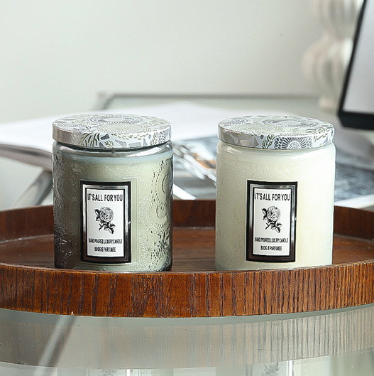 Romantic Ambiance Setting Colorful Glass Essential Oil Scented Candle