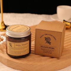 Fresh Fragrance Metal Trim Brown Glass Soy Wax Scented Candle