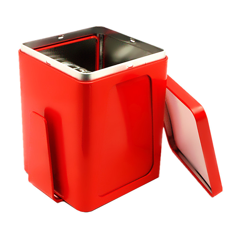Elegant Square Tinplate Tissue Holder with Double Window Design and Menu Holder