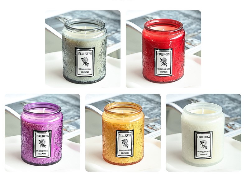 Romantic Ambiance Setting Colorful Glass Essential Oil Scented Candle