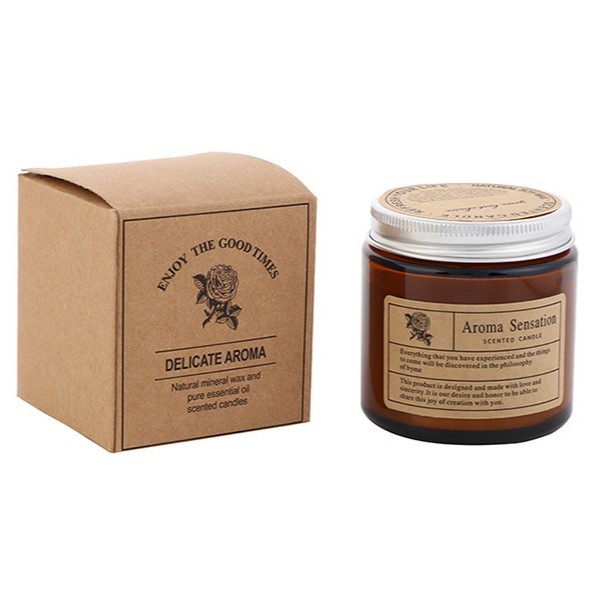 Fresh Fragrance Metal Trim Brown Glass Soy Wax Scented Candle