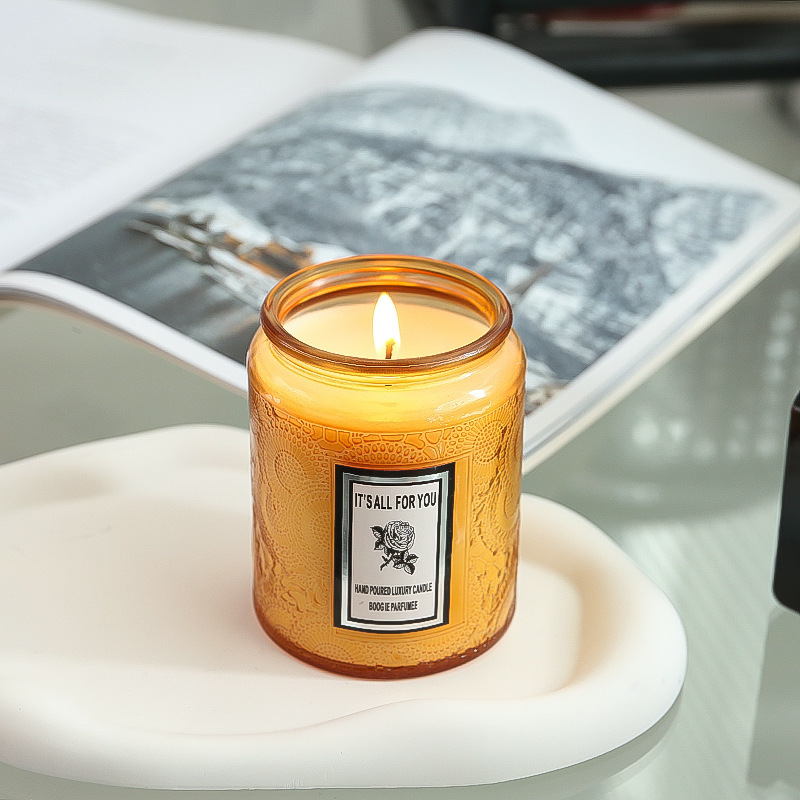Romantic Ambiance Setting Colorful Glass Essential Oil Scented Candle