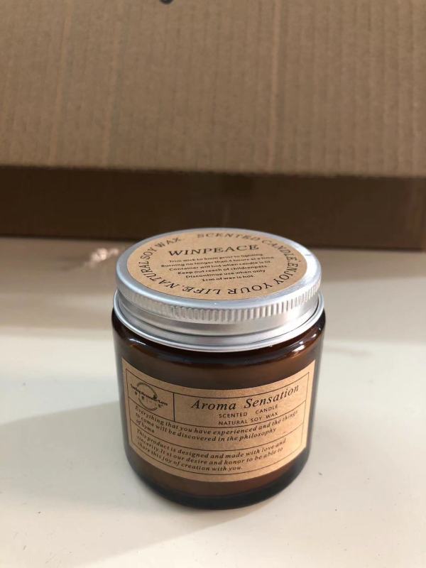 Fresh Fragrance Metal Trim Brown Glass Soy Wax Scented Candle